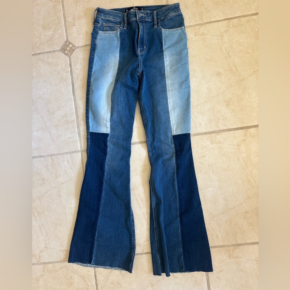 Hollister Blue Patchwork Flare Jeans